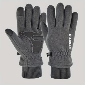 1pair Men's Warm Thickened Windproof Fleece Warm Touch Screen Gloves For Skiing, Fishing, Cycling