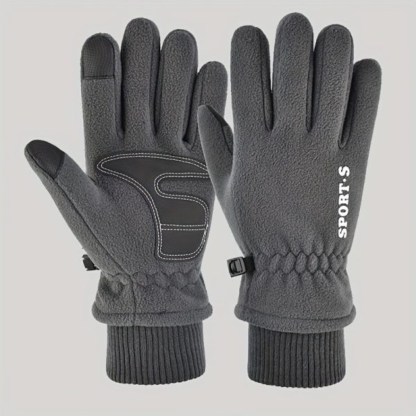 1pair Men's Warm Thickened Windproof Fleece Warm Touch Screen Gloves For Skiing, Fishing, Cycling