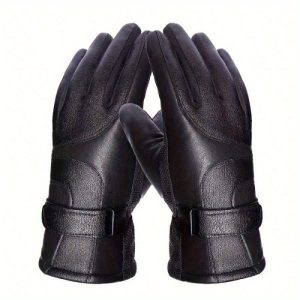 1 pair Warm and Waterproof Men's Winter Cycling Gloves with Fleece Lining and Touchscreen Compatibility