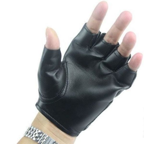 1pair Men's Semi-Finger PU Leather Gloves For Street Dance, Nightclub Pole Dancing, Rivet Gloves For Performance And Star Dance