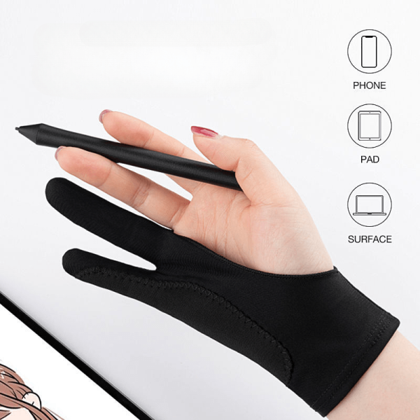 Fashionable 2-Finger Gloves For Drawing, Painting, And Art, Non-Woven Material, Stretchy And Breathable, Protective And Anti-Slip For IPad And Touchscreen Devices