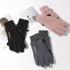 Unisex Couple Style Plus Velvet Gloves For Autumn And Winter Warmth, Outdoor Non-slip Driving And Cycling Sports, Touch Screen Compatible, All-match Simple Fashion Windproof Cold Gloves