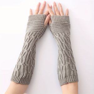 1pair Men's Autumn And Winter Knitted Half-fingerless Pleated Warm Arm Sleeves