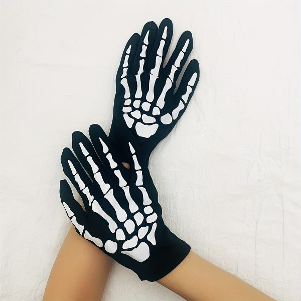 1pair Spooky Skull Gloves - Perfect for Halloween, Cosplay, and Gift-Giving