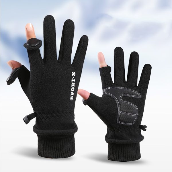 1pair Thermal Gloves For Men, Insulated With Polyester Fiber, Sporty Design, Anti-Slip Grip For Outdoor Activities