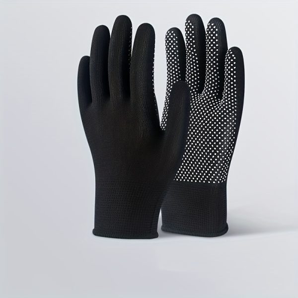 1pair Black Anti Slip Breathable Sweat Absorbing All Finger Gloves For Outdoor Cycling And Driving, Ideal Choice For Gifts