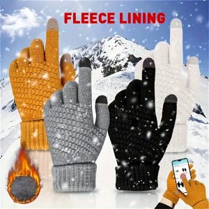 1pair Men And Women's Winter Knitted Velvet Thickened Couple's Warm Fashion Gloves, Outdoor Unisex, Ideal choice for Gifts