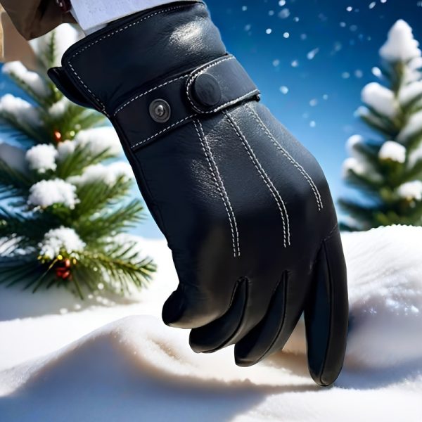 CarrKen Men's Touchscreen-Compatible Faux Leather Gloves - Warm, Windproof for Winter Motorcycle Riding & Driving