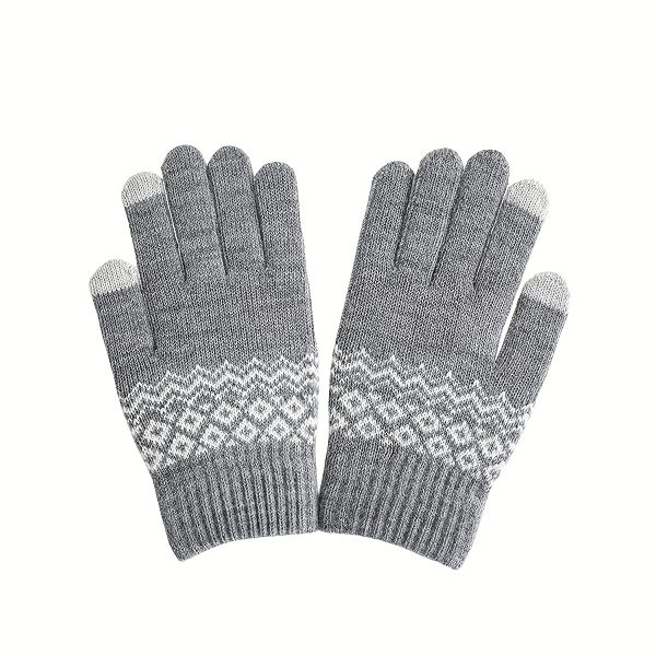 1pair Knitted Gloves, Warm Plus Velvet Thickened Touch Screen Unisex Outdoor Winter Sports Cycling Winter Gloves