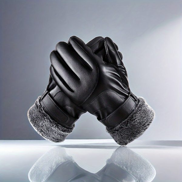 CarrKen Men's Winter Touchscreen Gloves - Thick, Warm Faux Leather with Velvet Lining for Driving & Motorcycling